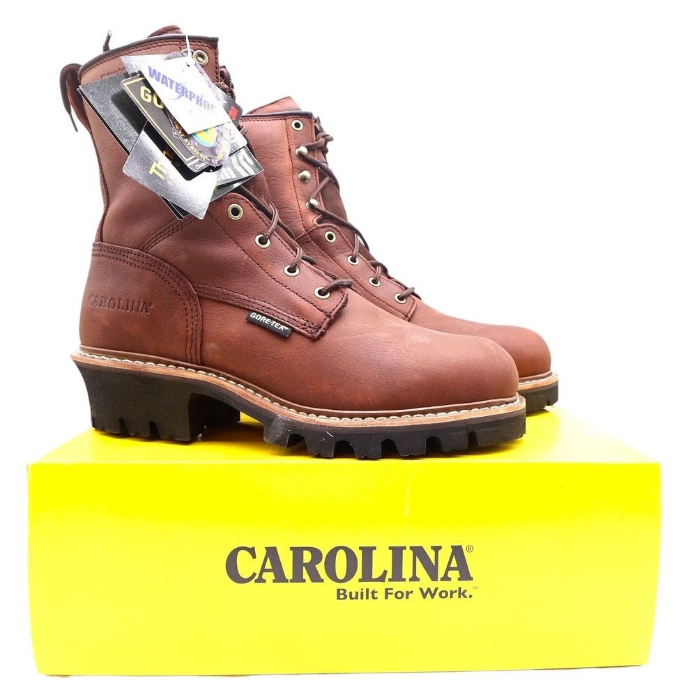 Carolina 7515 Logger Boots Mens 10.5 M Brown Leather Gore-Tex Waterproof NWT